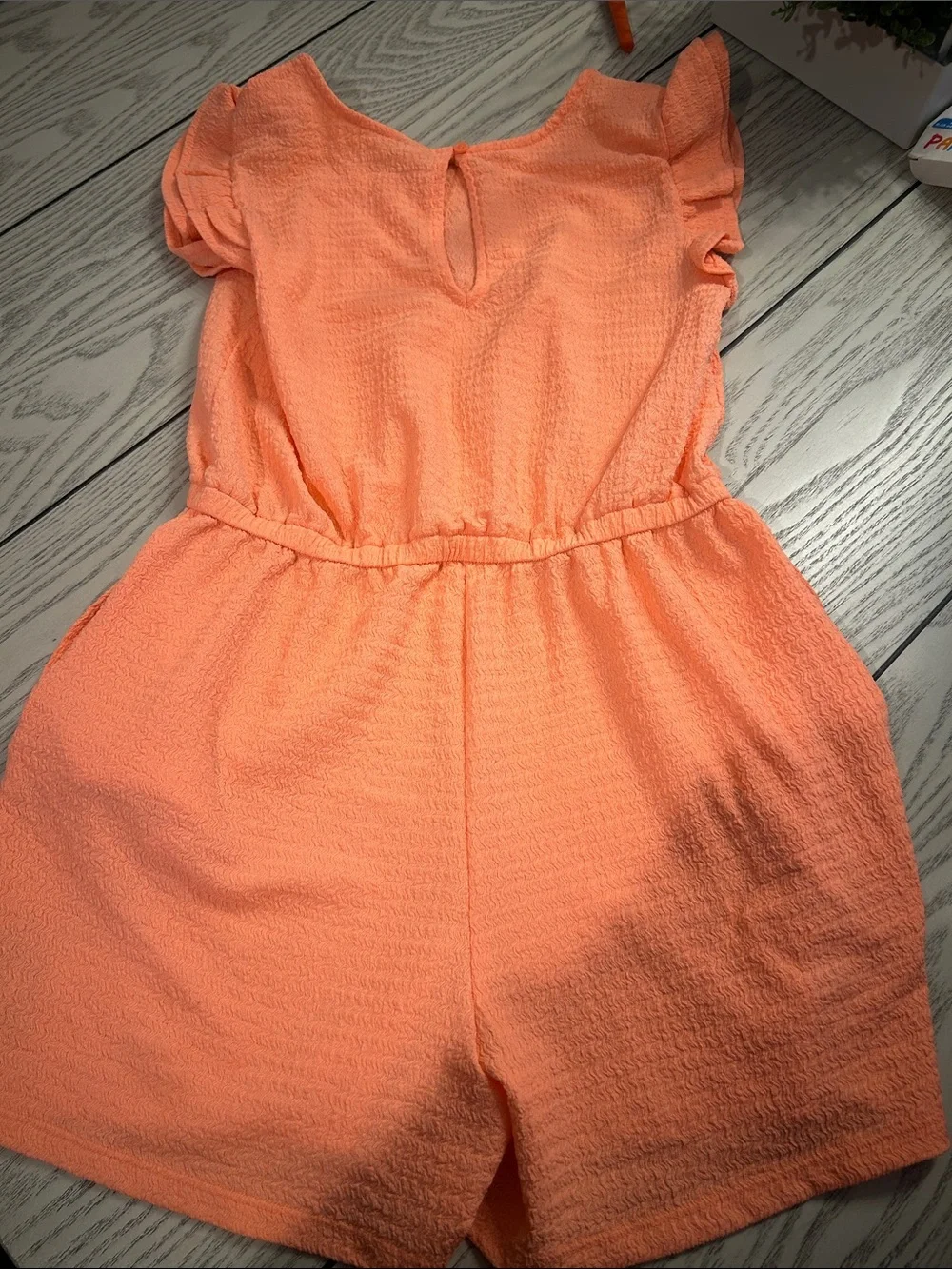Old Navy Coral Orange Ruffle-Sleeve Girls' Romper